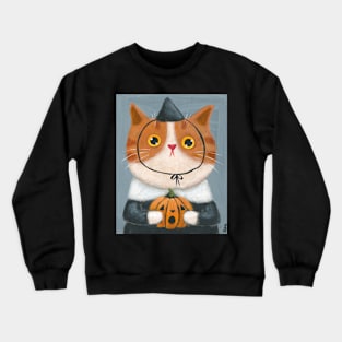 Witch Kitty and Pumpkin Crewneck Sweatshirt